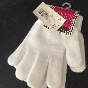 White NWT Women's One Size Fits All Knit Gloves